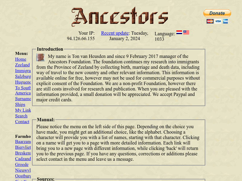 Screenshot van website