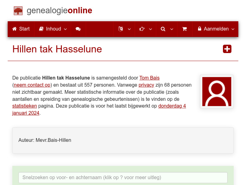 Screenshot van website