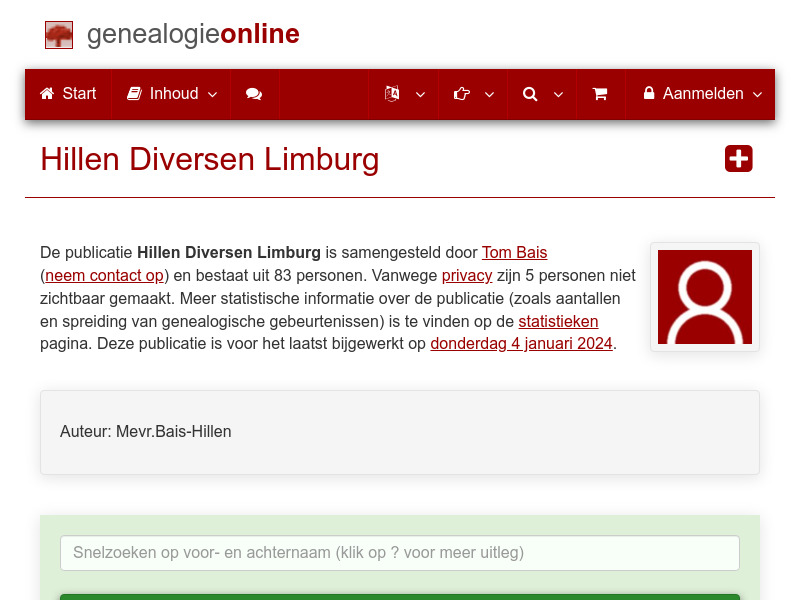 Screenshot van website