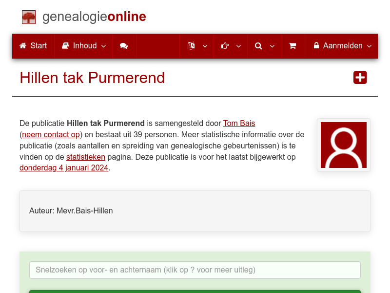 Screenshot van website