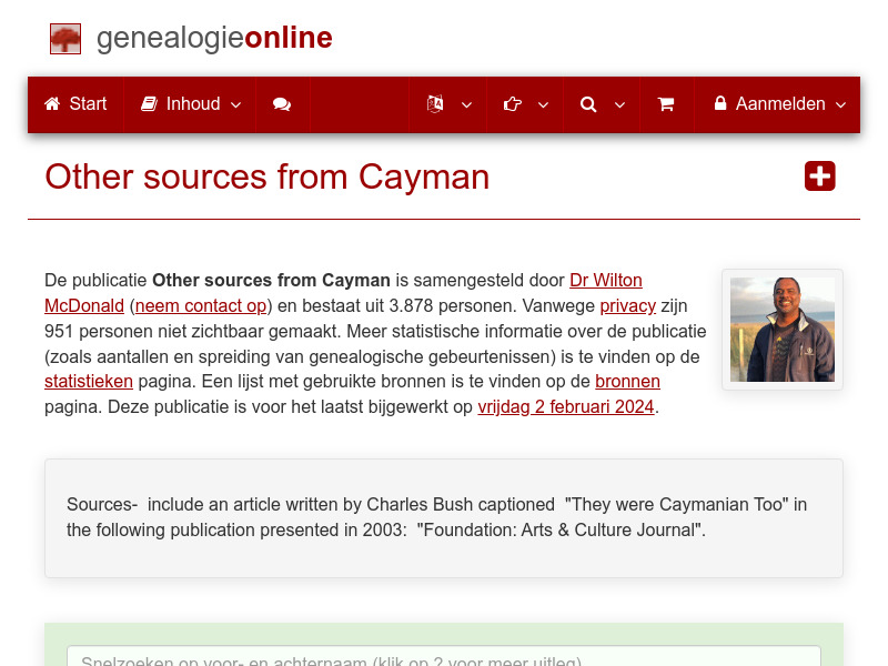 Screenshot van website