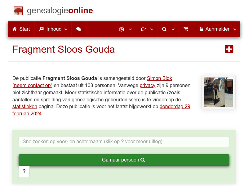 Screenshot van website
