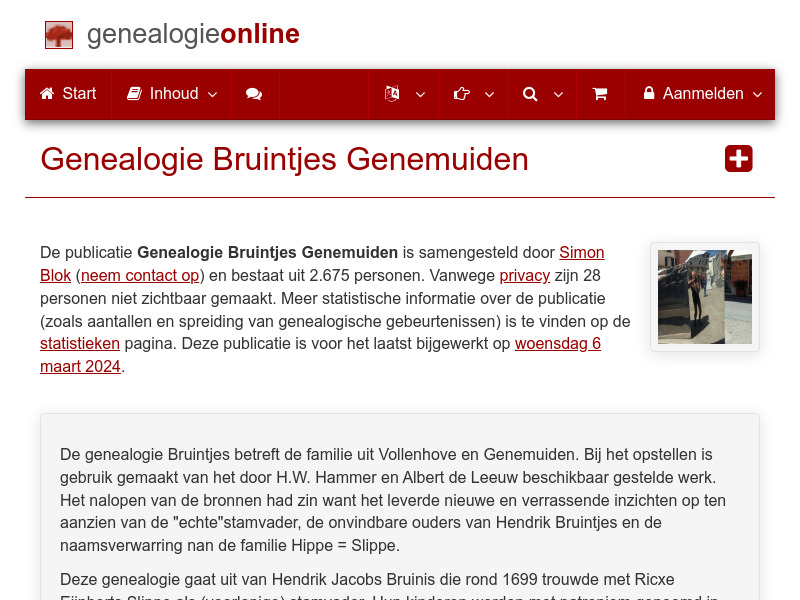 Screenshot van website