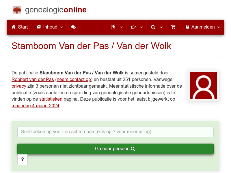 Screenshot van website