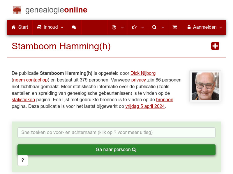 Screenshot van website