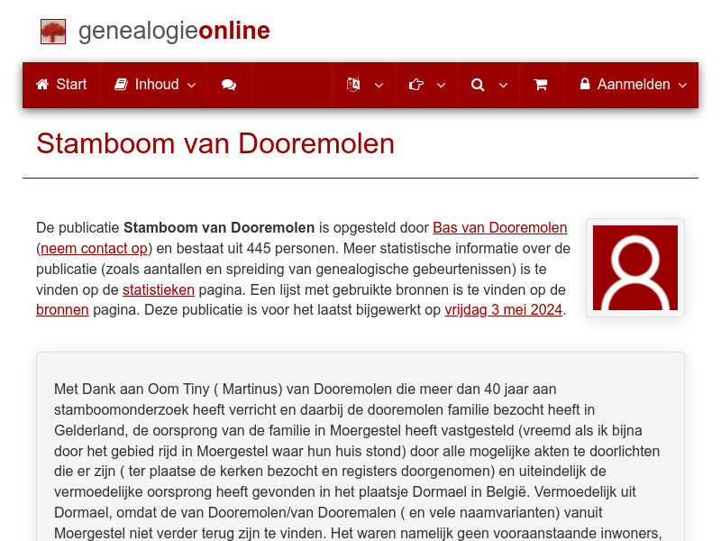 Screenshot van website