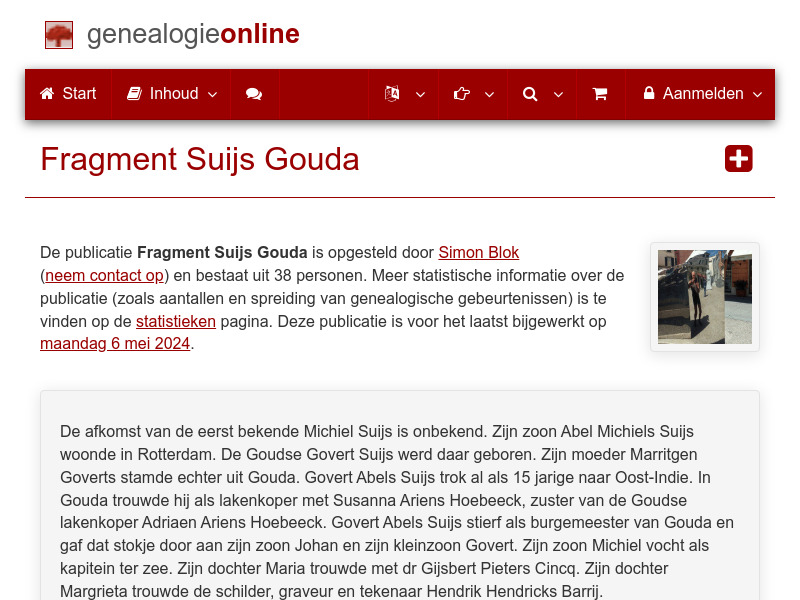Screenshot van website
