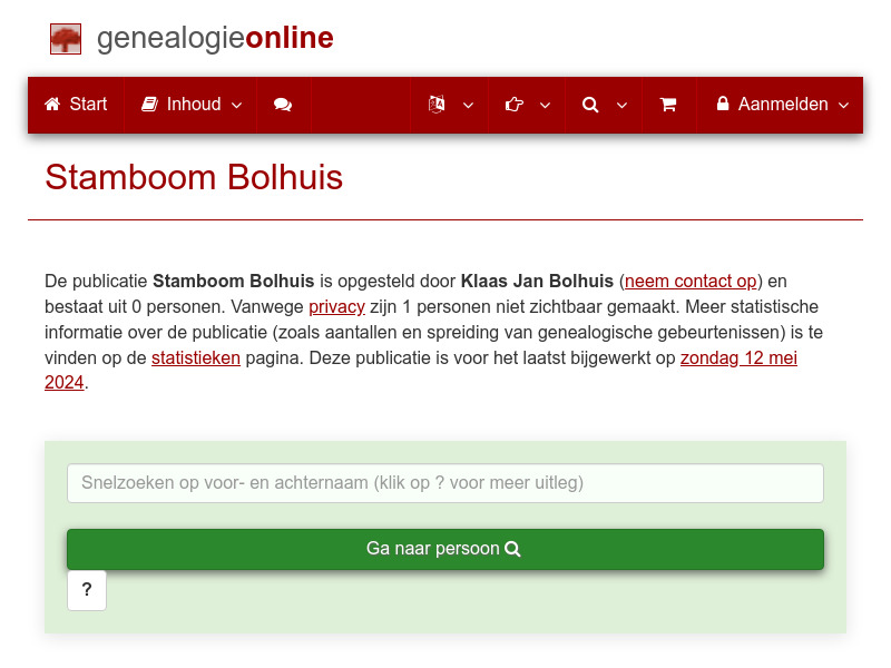 Screenshot van website