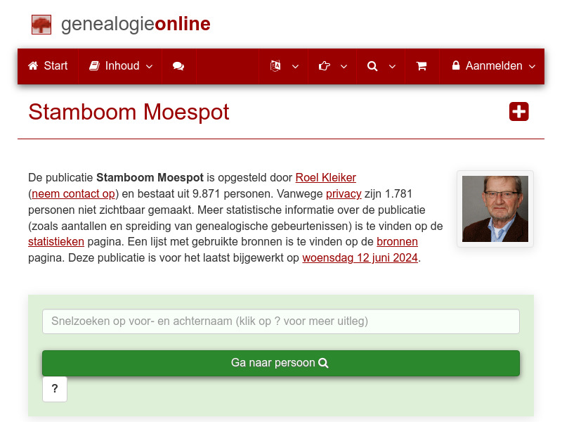 Screenshot van website