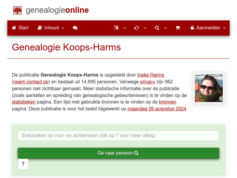 Screenshot van website