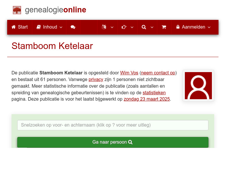 Screenshot van website