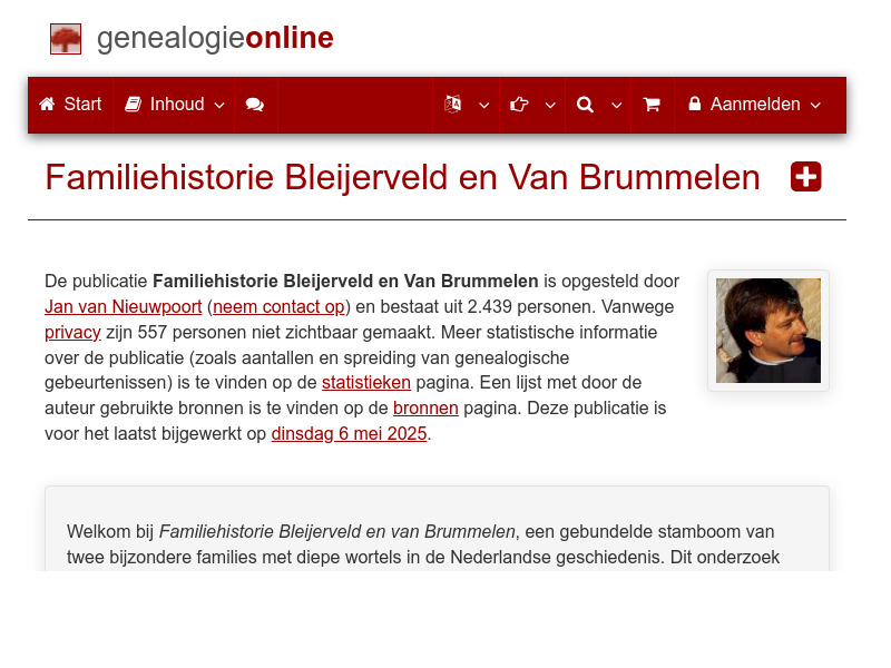 Screenshot van website