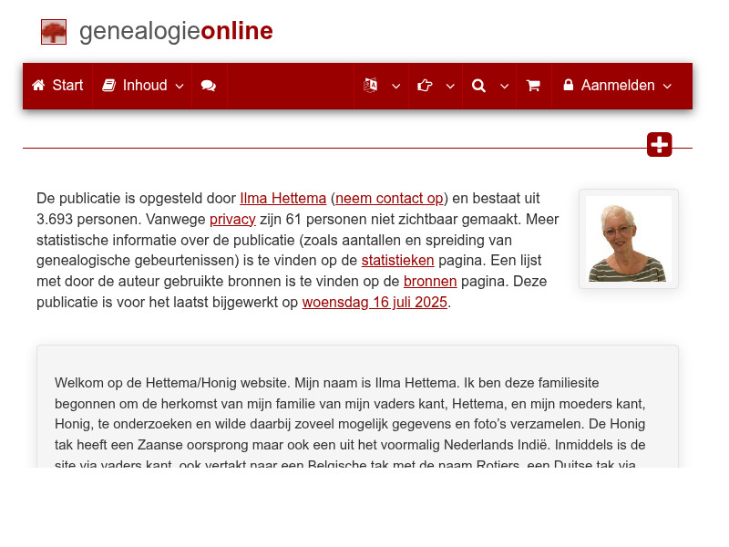 Screenshot van website