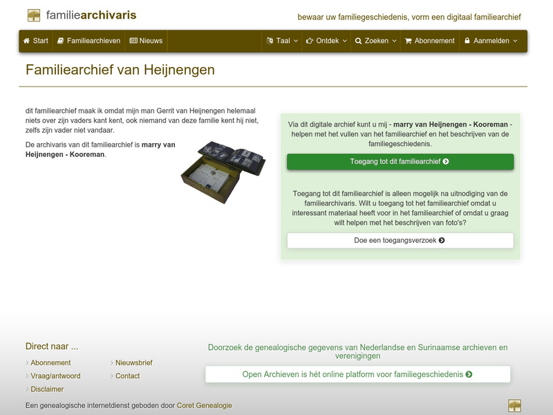 Screenshot van website