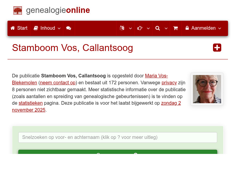 Screenshot van website