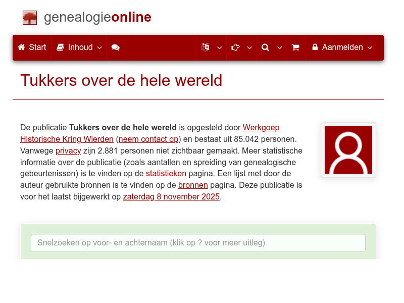Screenshot van website