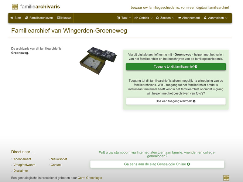 Screenshot van website