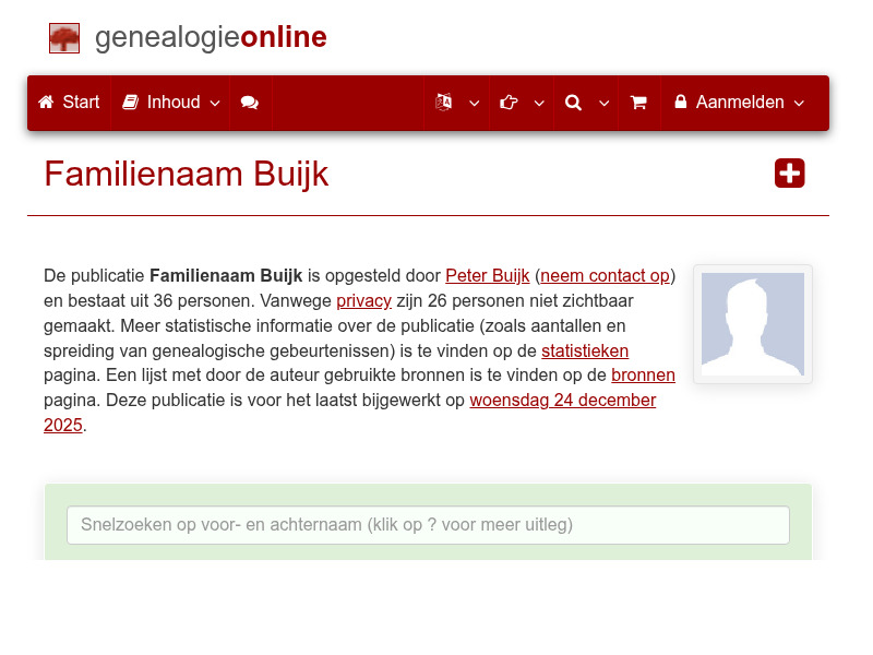 Screenshot van website
