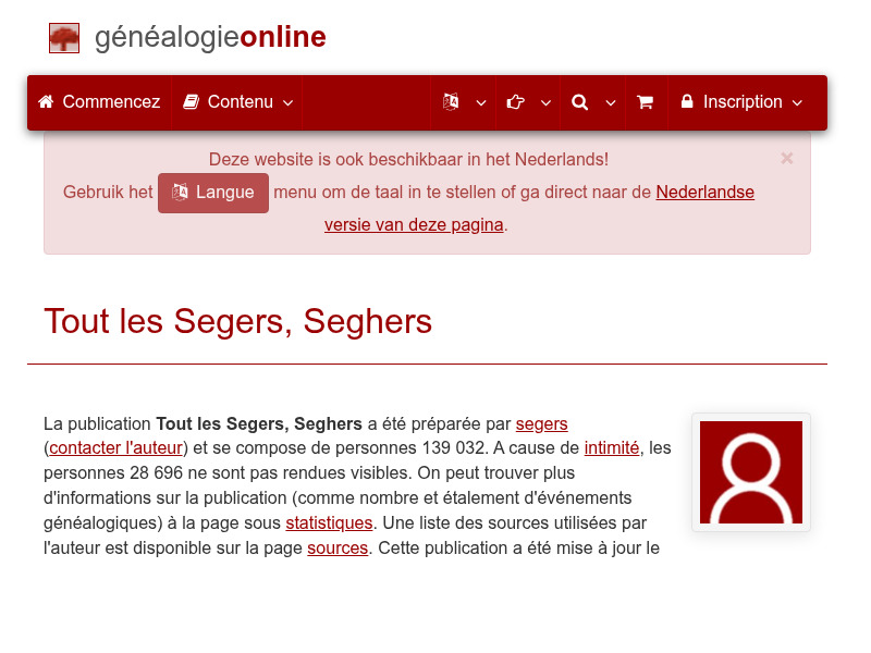 Screenshot van website