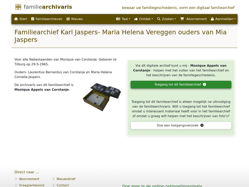 Screenshot van website