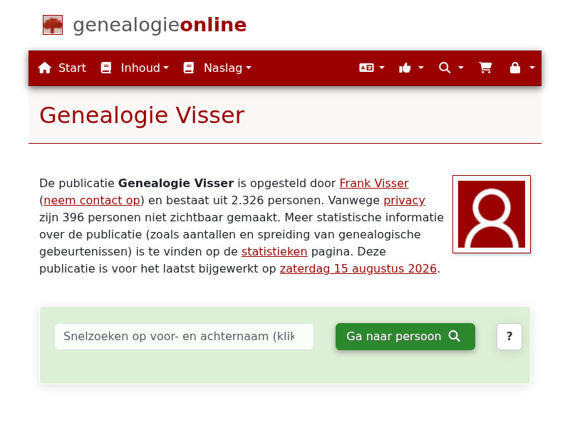 Screenshot van website