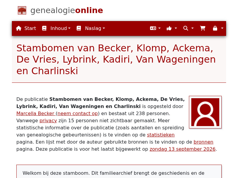 Screenshot van website