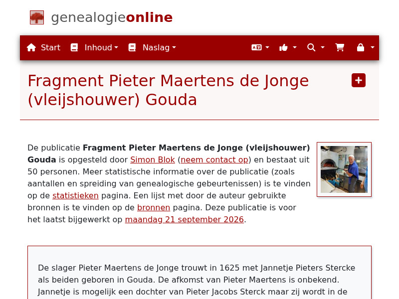Screenshot van website