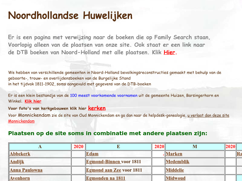 Screenshot van website