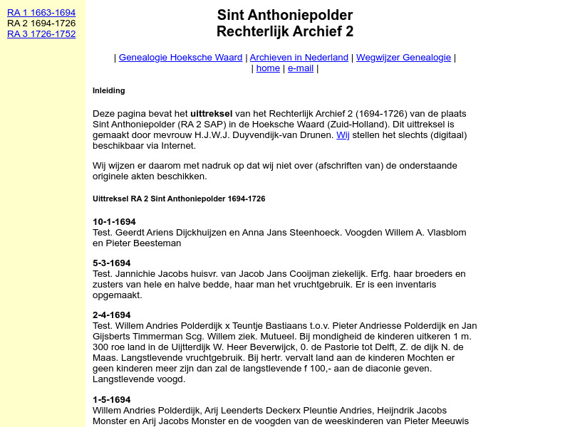 Screenshot van website