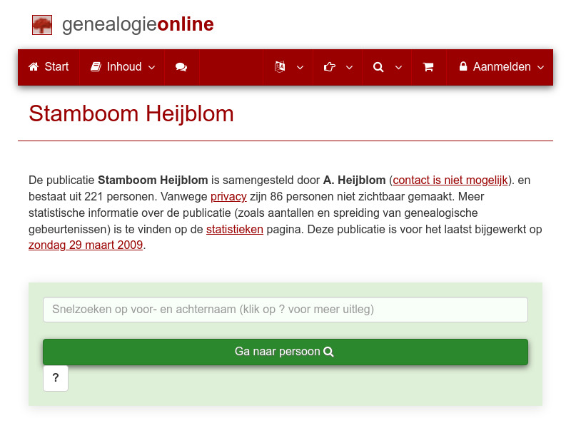 Screenshot van website