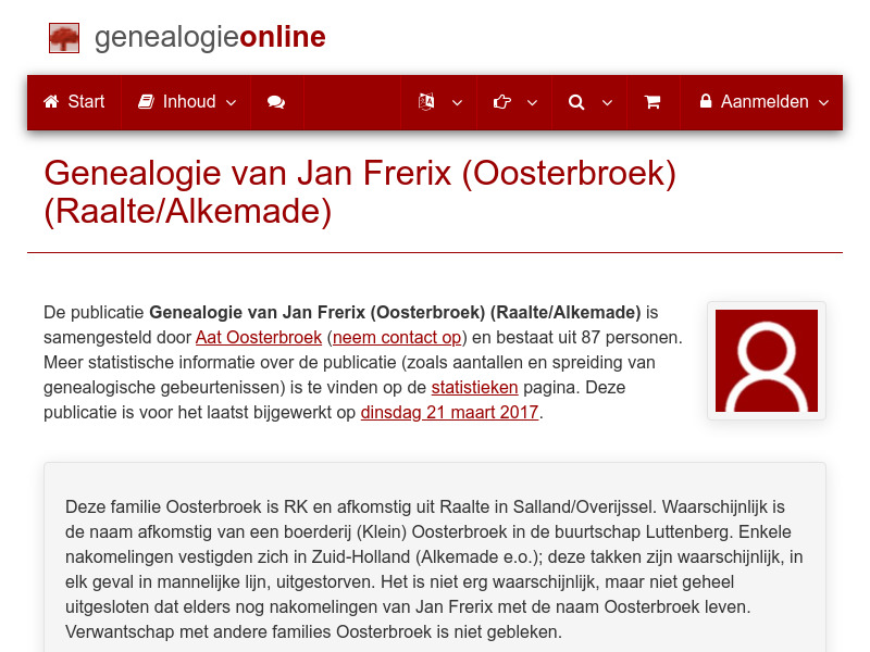 Screenshot van website