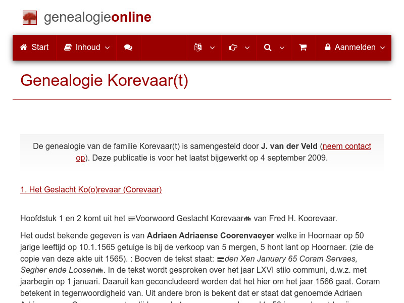 Screenshot van website
