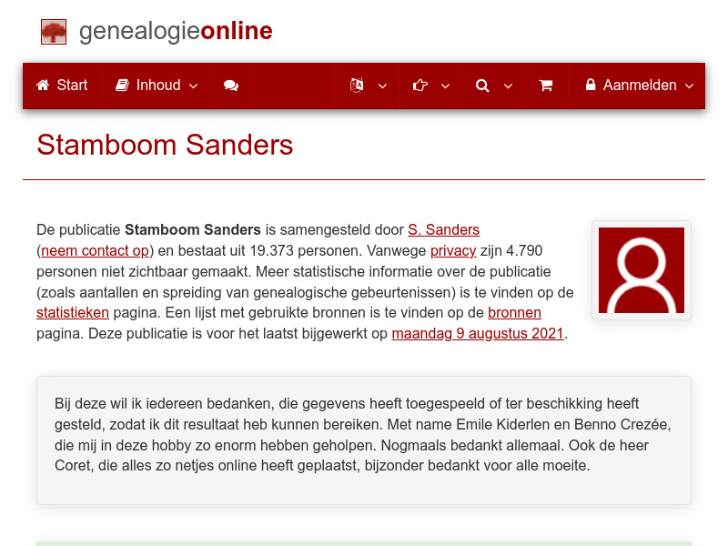 Screenshot van website