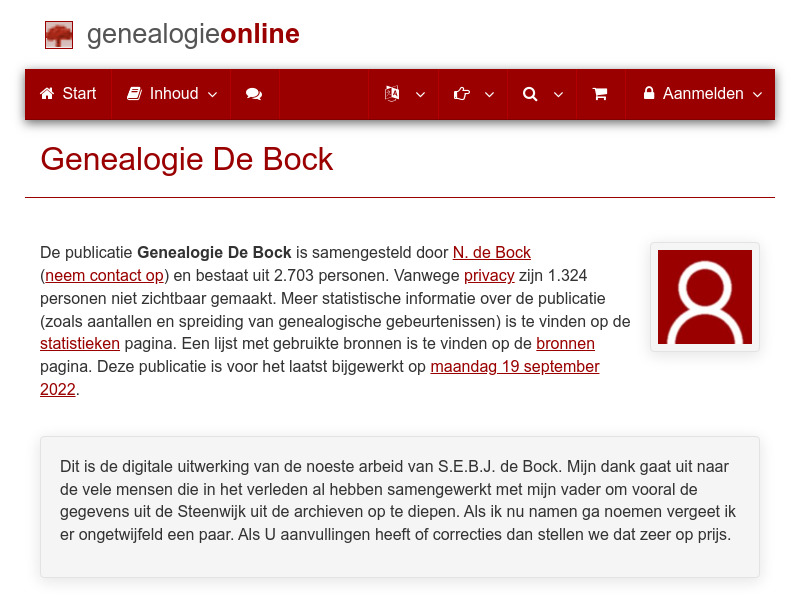 Screenshot van website