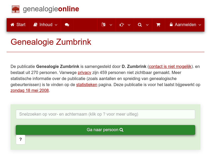 Screenshot van website