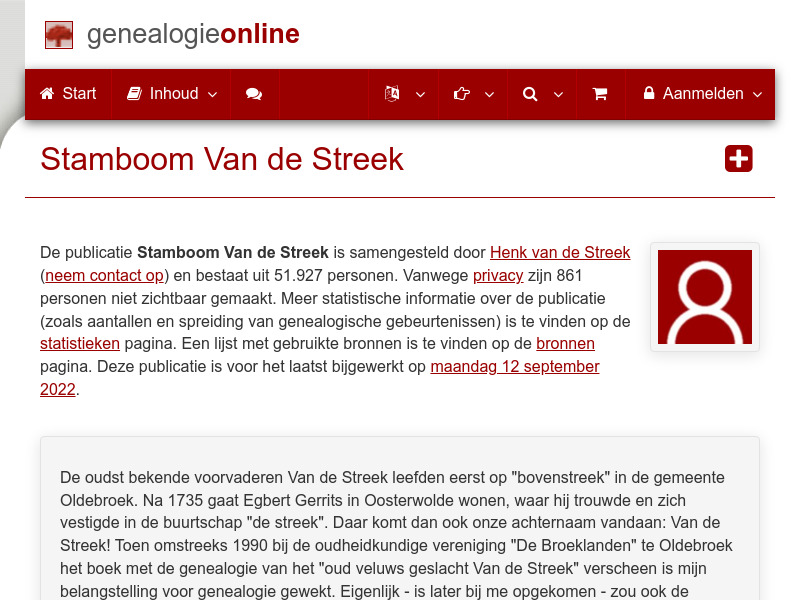 Screenshot van website