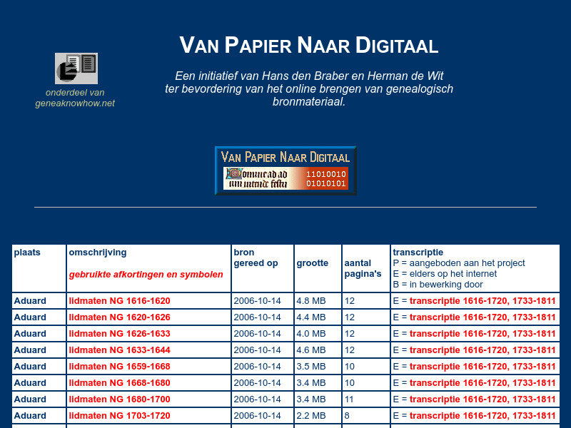 Screenshot van website