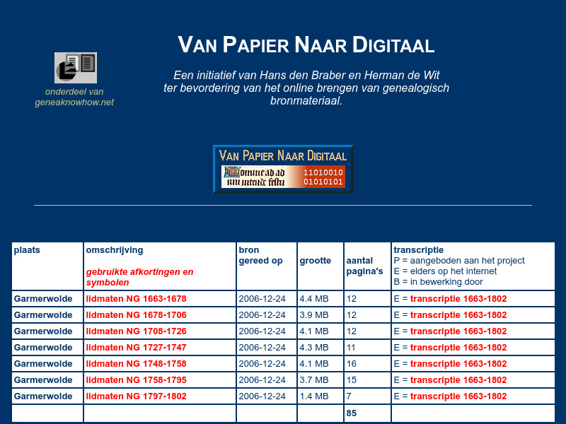 Screenshot van website