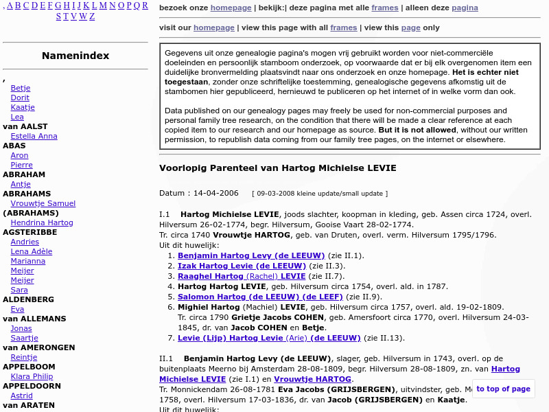 Screenshot van website