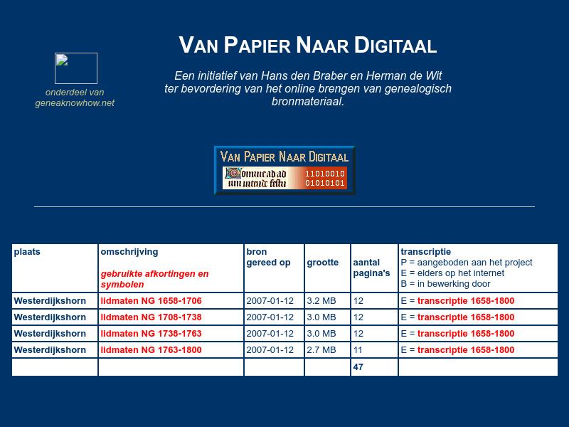 Screenshot van website