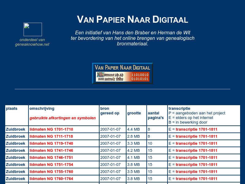Screenshot van website