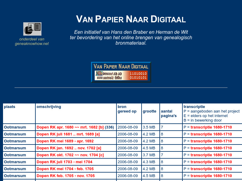 Screenshot van website