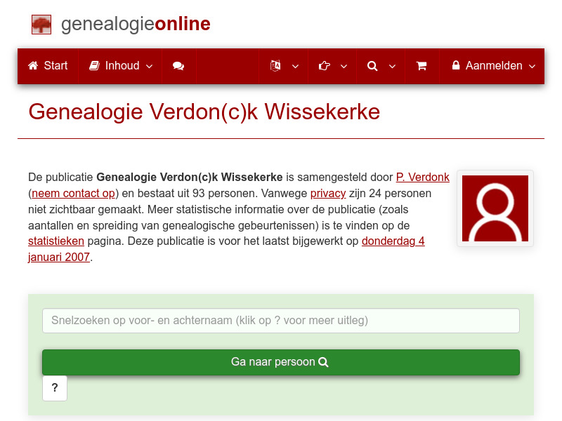 Screenshot van website