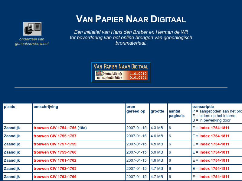 Screenshot van website