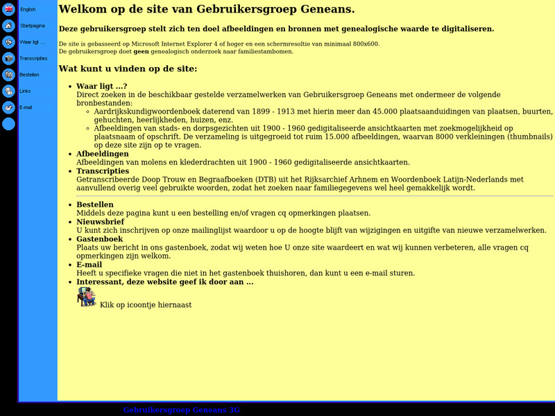 Screenshot van website