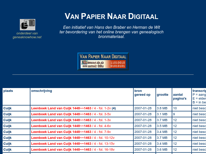 Screenshot van website