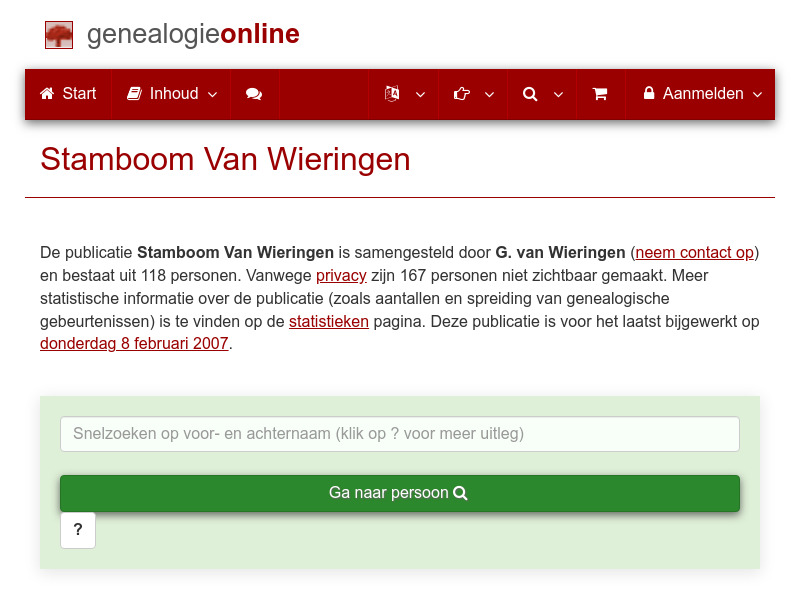Screenshot van website