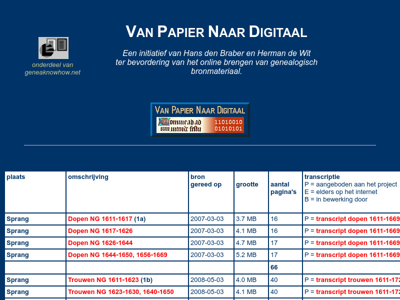 Screenshot van website