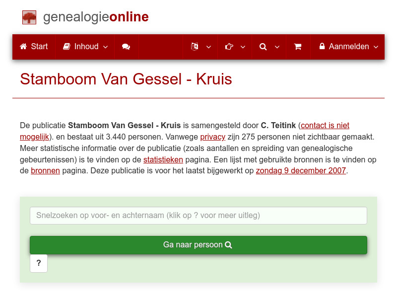 Screenshot van website
