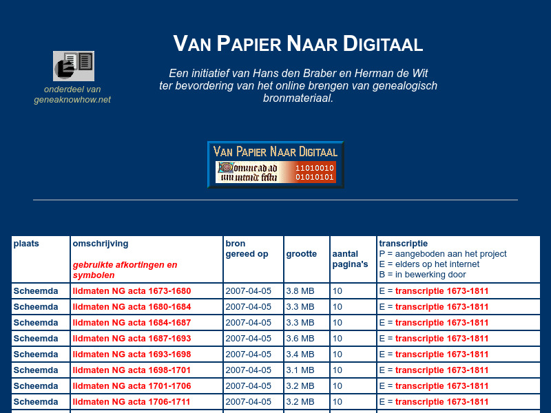 Screenshot van website
